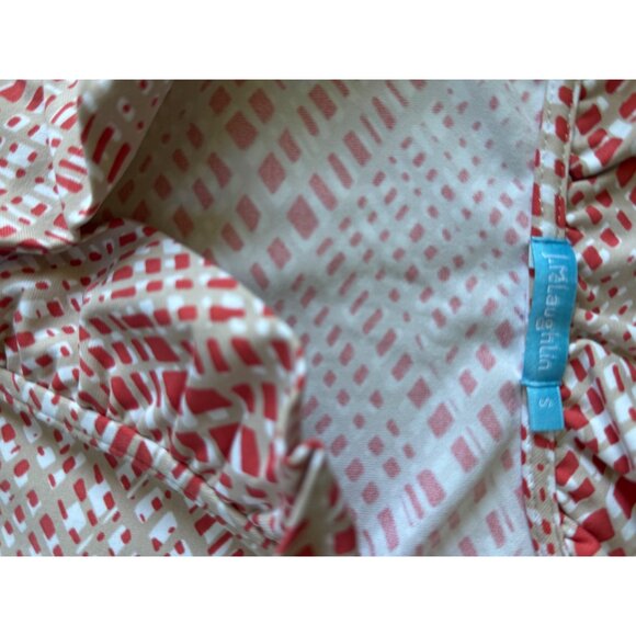 J.McLaughlin Womens 3/4 -Sleeve Red & White Patterned Blouse Ruffle Neck S - Picture 5 of 6
